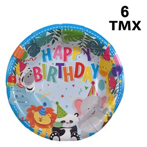 Bol din Hartie Petrecere Animale Imprimeu „Happy Birthday” 19cm - 6buc.