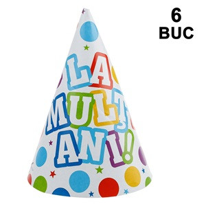 Coifuri de Petrecere cu Imprimeu "La multi ani" 16cm - 6buc