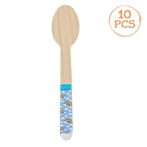 Lingurite de Petrecere din Lemn Curcubeu 16cm - 10buc