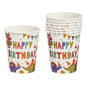 Pahare de Petrecere din Carton Dinozauri Happy Birthday 240ml - 6buc
