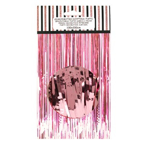 Perdea Decorativa de Petrecere din Folie Roz Aurie cu Franjuri 1x2m