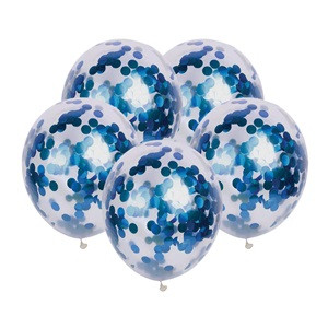 Baloane de Petrecere Transparente cu Confeti Bleu 30cm - 10buc