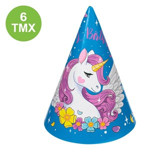 Coifuri din Hartie de Petrecere Unicorn 16cm - 6buc