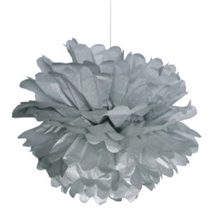 Decoratiune Party Pompon Argintiu 40cm