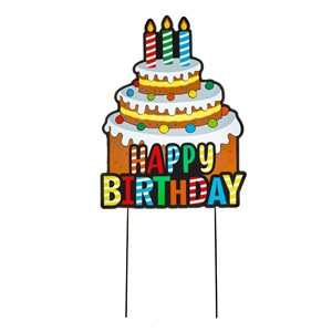 Decoratiune Petrecere Tort Happy Birthday Colorata 59cm