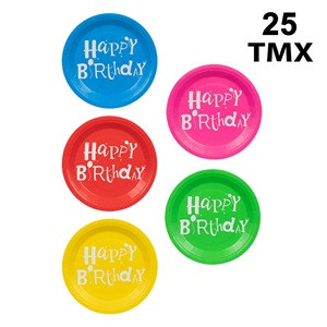 Farfurii de Petrecere Colorate Happy Birthday 23cm - 25buc