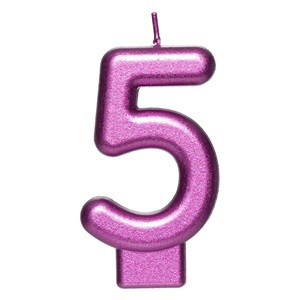 Lumanare Zi de Nastere Fucsia Metalizat Nr.5