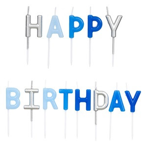Lumanari Aniversare Ciel Argintii Happy Birthday - 13buc