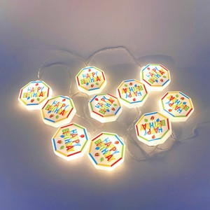 Luminite Decorative Happy Birthday Operate cu Baterii 1.35m - Alba Calda