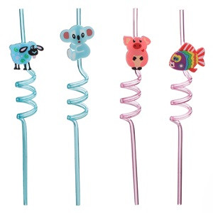 Paie din Plastic Reutilizabile Spiralate cu Figuri de Animale 6x270mm - 4buc