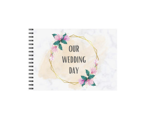 Set Album foto / GuestBook pentru nunta, flowers multicolor, A4 landscape, pix si dubluadeziv inclus, 3 piese - Img 1