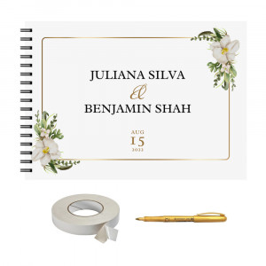 Set Album foto / GuestBook pentru nunta, MODEL 10, personalizabil, A4 landscape, pix si dubluadeziv inclus, 3 piese - Img 1