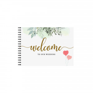 Set Album foto / GuestBook pentru nunta cu flori, A4 landscape, pix si dubluadeziv inclus, 3 piese, plastifiat - Img 1