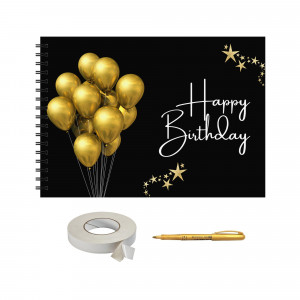 Set Album foto / GuestBook pentru aniversare sau majorat, model 6, personalizabil, A4 landscape, pix si dubluadeziv inclus, 3 piese, plastifiat - Img 1