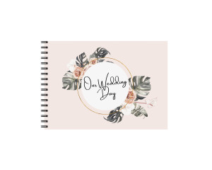 Set Album foto / GuestBook pentru nunta, A4 landscape, Lights, pix si dubluadeziv inclus, 3 piese, cu flori - Img 1
