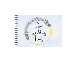Set Album foto / GuestBook pentru nunta, flori multicolore, A4 landscape, pix si dubluadeziv inclus, 3 piese - Img 1