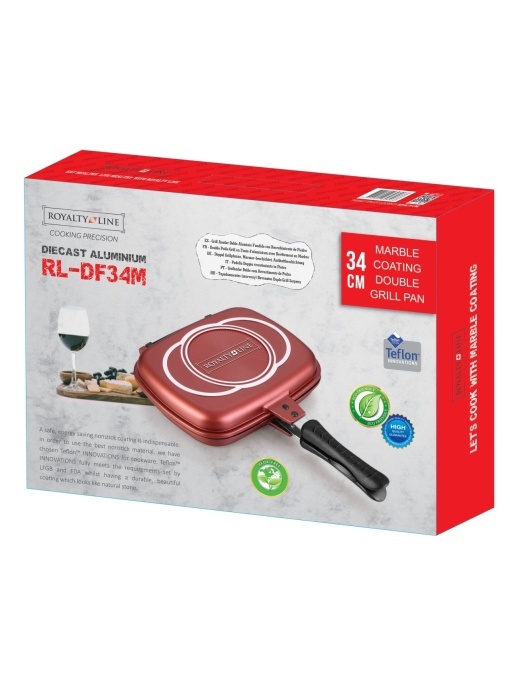 Tigaie grill dubla, Royalty Line 32 cm,RL-DF34M-BUR ,burgundy