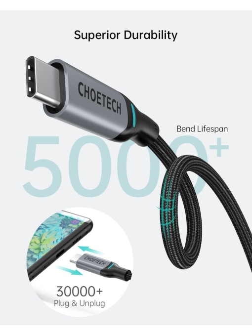 Cablu alimentare USB-C la TypeC,100W,1.8m,PD CHOETECH XCC-1002-BK