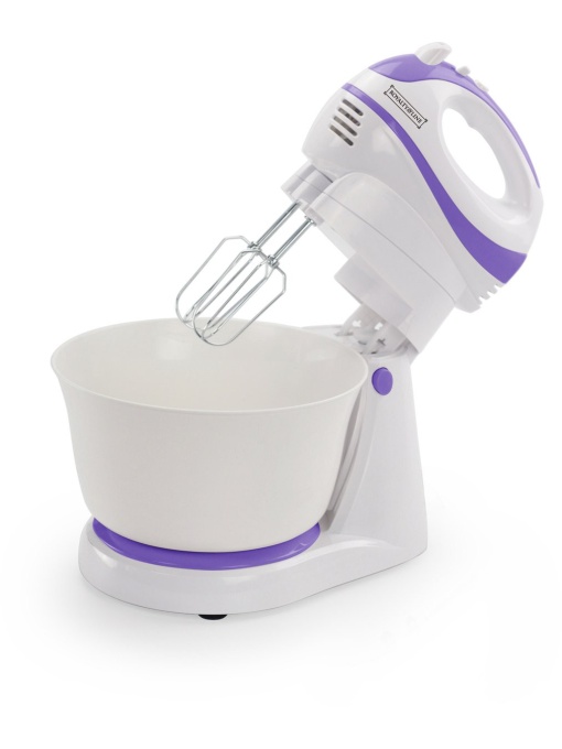 Mixer cu bol Mixer de mână 2 în 1 cu bătători și cârlige pentru aluat - 300W - Bol 2,5 litri