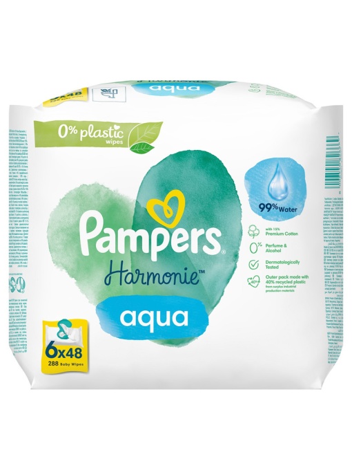 PAMPERS Aqua, servetele umede, copii, 6 pachete x 48 buc/pachet, 288 buc