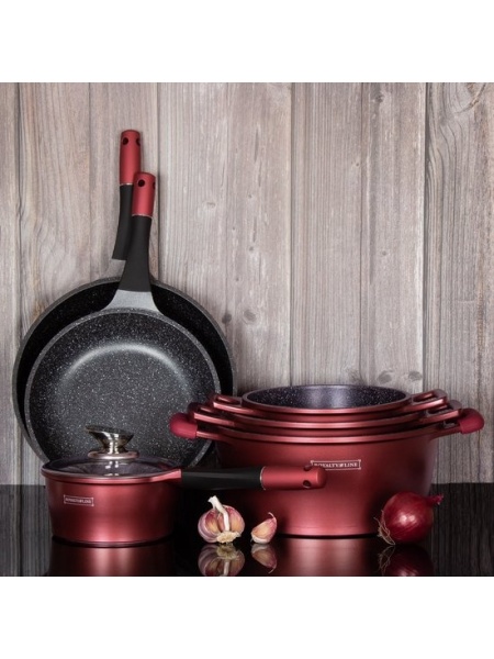 Set de vase de gătit 14 piese Royalty Line marmorate -Burgundy - Img 2