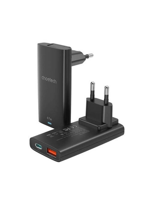 Incarcator retea cu USB-A si TypeC, ultra slim,GaN,67W CHOETECH
