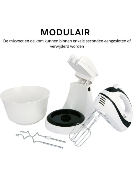 Mixer cu bol Mixer de mână 2 în 1 cu bătători și cârlige pentru aluat - 300W - Bol 2,5 litri - Img 3