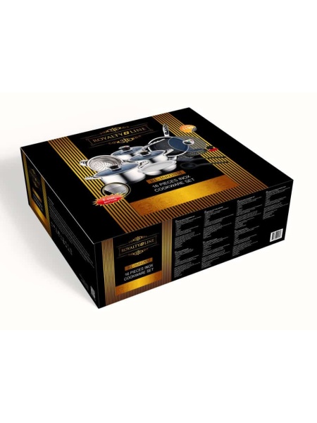 Set de oale si tigai din otel inoxidabil si interior marmorat Royalty Line RL-16RGNM, capace din sticla termorezistenta si accesorii pentru gatit, - Img 3