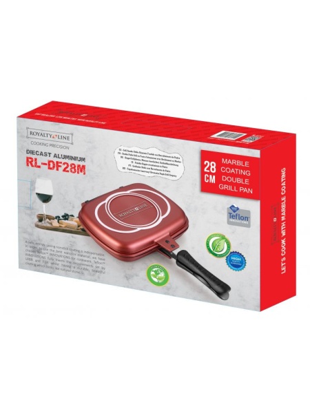 Tigaie grill dubla 28 cm Royalty Line,gaz,electric,COPPER,RL-DF28M - Img 2