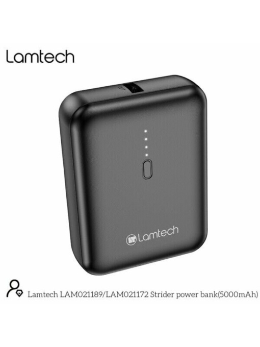 Baterie externa Lamtech 5000mAh Type-C Indicator baterie Negru