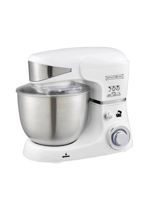 Mixer planetar cu bol inox Royalty Line RL-PKM1600 Alb 1600W, 6 litri, 6 viteze + Pulse