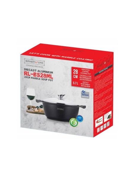 Cratită Marmorată cu Capac 28cm 6L Royalty Line - Img 2