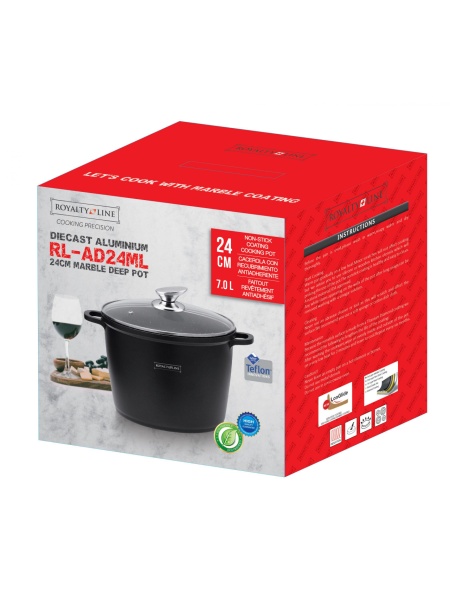 Oală marmorată Royalty Line de 24 cm, capacitate 6,5L, cu înveliș antiaderent și capac - Img 2