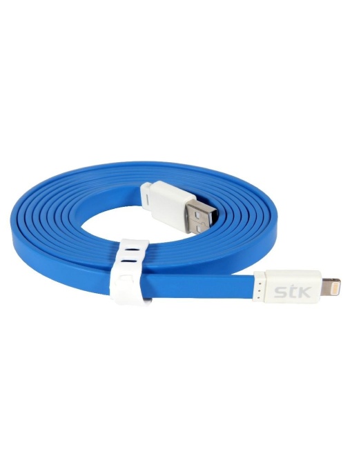 Cablu de incarcare si date USB la Lightning, MFi, plat,2m,albastru STK