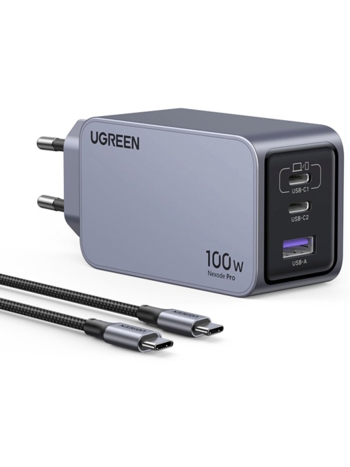 Incarcator retea 100W,Nexode Pro 1xUSB, 2xTpe-C,cablu TypeC UGREEN