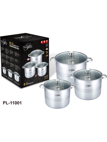 Set de oale din oțel inoxidabil Platinum cu capace de sticlă - 6 piese - Img 2