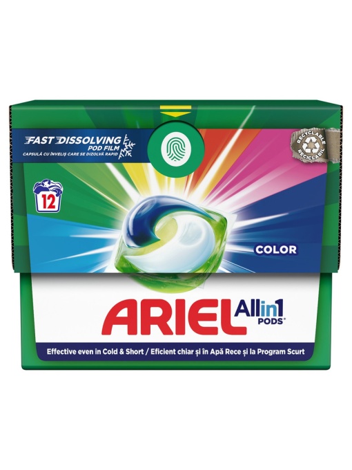 Detergent automat de rufe capsule, 12 buc ARIEL All in One Pods Color
