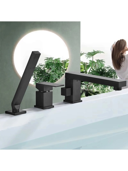 Baterie pentru Cadă Rea Glen Negru Black – Set 3 Piese cu Montaj pe Margine - Img 6