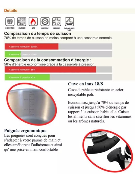 Oala sub presiune inox 6 L,RL-PS6,Royalty Line Premium,inductie - Img 2