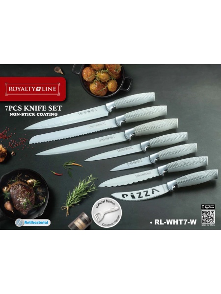 Set 8 ustensile tăiere Royalty Line – Suport Rotativ Alb - Img 2