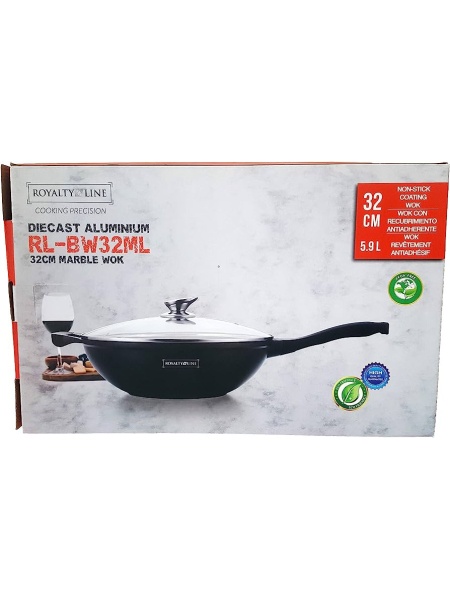 Detaliu suprafata marmorata antiaderenta Wok 32 cm