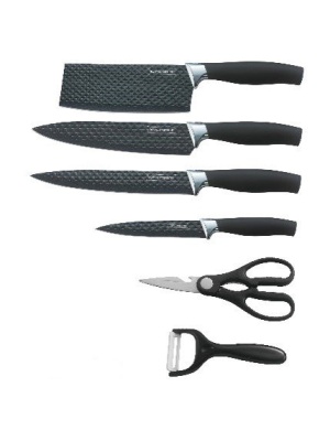 Set de cutite de bucătărie 6 piese / negru/argintiu Royalty Line RL-DC5F