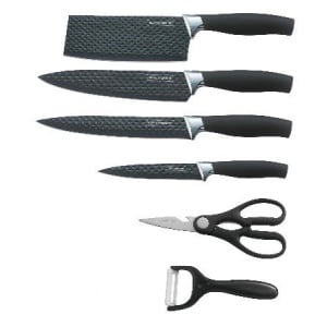 Set de cutite de bucătărie 6 piese / negru/argintiu Royalty Line