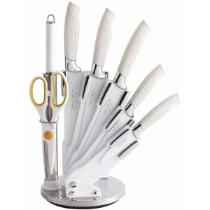 Set de cutite din 8 piese Royalty-Line RL-WHT8-W, invelis antiaderent, manere silicon