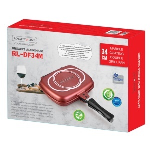 Tigaie Grill Dublă Royalty Line 32 cm Burgundy – Înveliș Marmorat