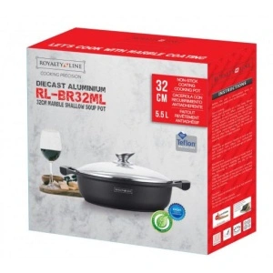 Cratiță marmorată joasă de 32 cm, capacitate 5,5L, cu înveliș antiaderent și capac - Img 3