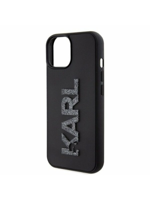 Husa de protectie Karl Lagerfeld Karl Lagerfeld 3D Rubber Glitter Logo Karl Case for iPhone 15 Black