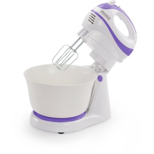 Mixer cu bol Mixer de mână 2 în 1 cu bătători și cârlige pentru aluat - 300W - Bol 2,5 litri