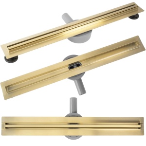 Rigolă de Duș Liniară Rea Neox Slim Pro 80 cm – Brush Gold (Aur Periat)