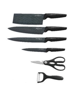 Set de cutite de bucătărie 6 piese / negru/argintiu Royalty Line RL-DC5E